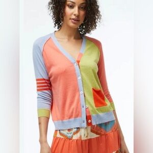 ZAKET & PLOVER Colour Block Colourful Eclectic Cardigan Size L
